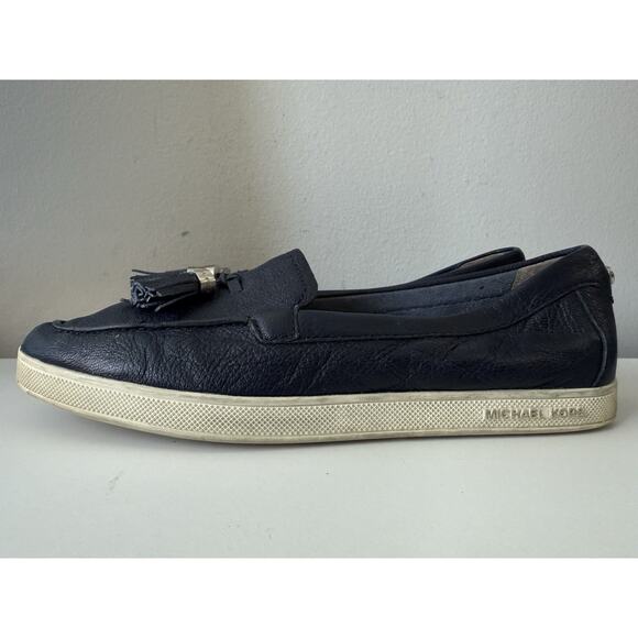 MICHAEL KORS CALLAHAN TASSEL BLUE LEATHER SLIP ON LOAFERS WOMENS SZ 8 - Picture 3 of 9